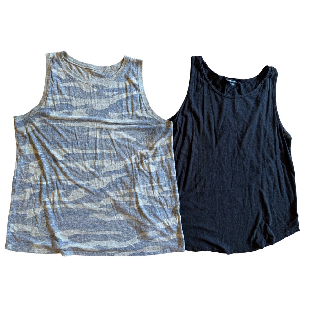 Torrid Tank Top Bundle Size 2 Grey Camo and Solid Black Classic Fit‎ Sleeveless